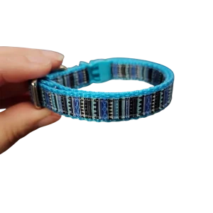1/2" Blue Stripe Nylon Dog / Cat Collar