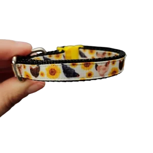 1/2" Chickens And Sunflowers Nylon Dog / Cat Collar