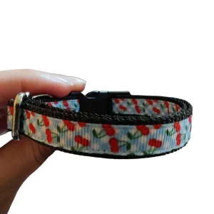 1/2" Gingham Cherries Nylon Dog / Cat Collar