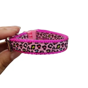 1/2" Pink Cheetah Print Nylon Dog / Cat Collar