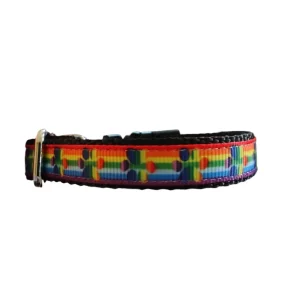 1/2" Rainbow Pride Paws Nylon Dog / Cat Collar