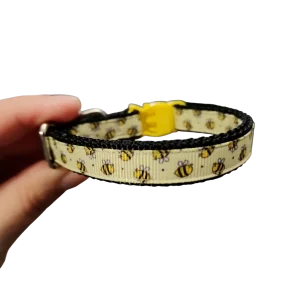 1/2" Yellow Bees Nylon Dog / Cat Collar