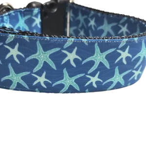 1.5" Wide Blue Starfish Nylon Dog Collar