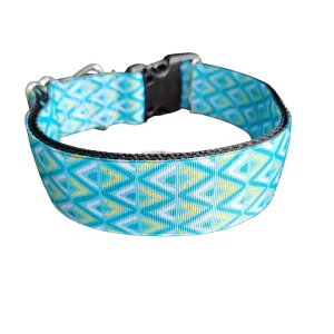 1.5" Wide Blue Zig Zags Nylon Dog Collar