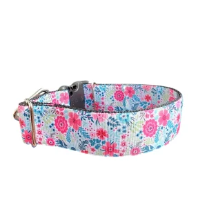 1.5" Wide Bright Floral Nylon Dog Collar