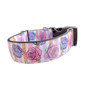 1.5" Wide Cartoon Roses Nylon Dog Collar