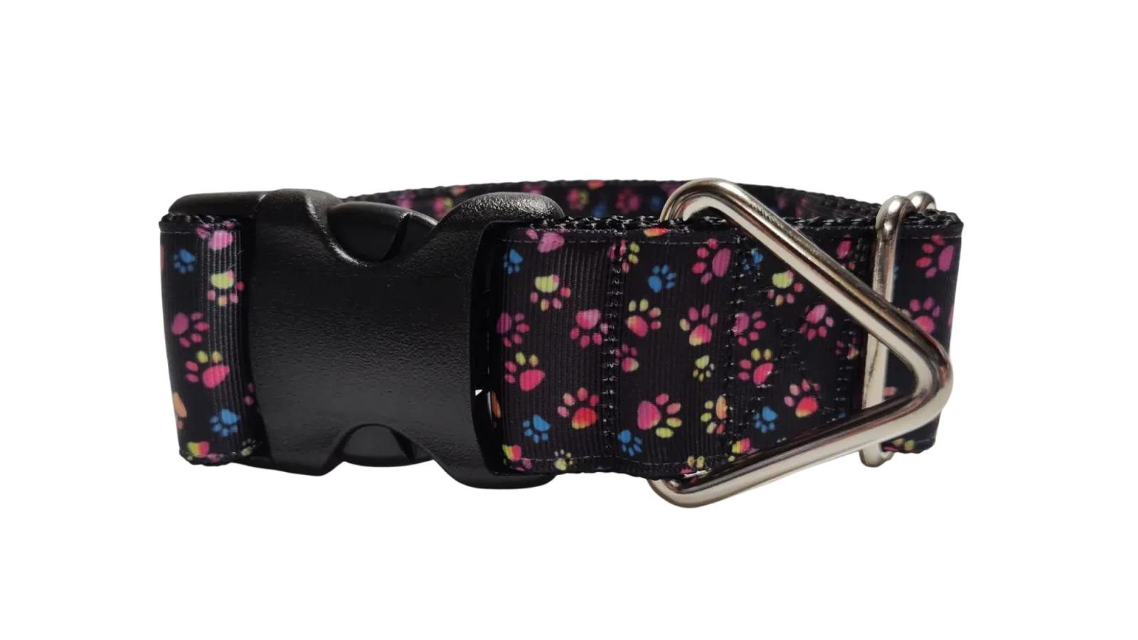 1.5" Wide Colorful Pawprints Nylon Dog Collar - Image 2