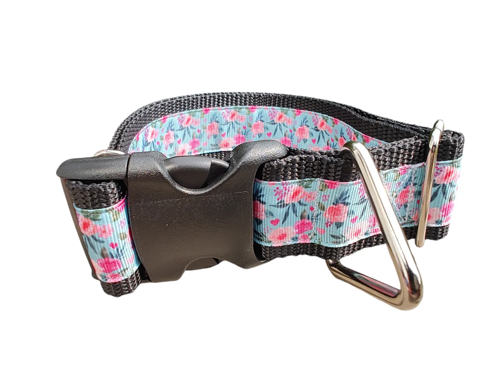1.5" Wide Floral Blooms and Hearts Nylon Dog Collar - Image 2