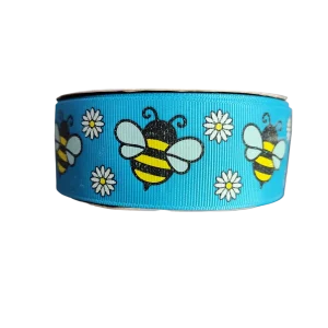 1.5" Wide Glitter Bees Nylon Dog Collar