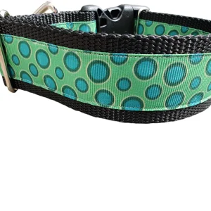 1.5" Wide Green Dots Nylon Dog Collar