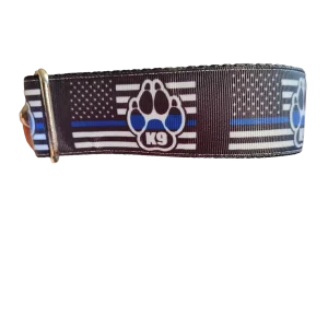 1.5" Wide K9 Police Dog Flag Nylon Dog Collar
