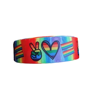 1.5" Wide Peace Love Pride Nylon Dog Collar