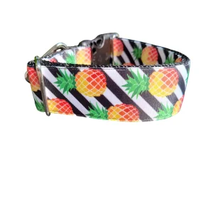 1.5" Wide Pineapple Stripes Nylon Dog Collar