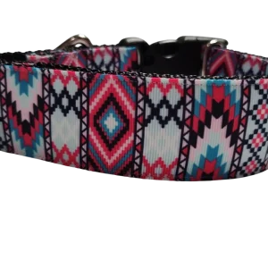 1.5" Wide Pink Tribal Nylon Dog Collar