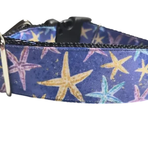1.5" Wide Purple Starfish Nylon Dog Collar