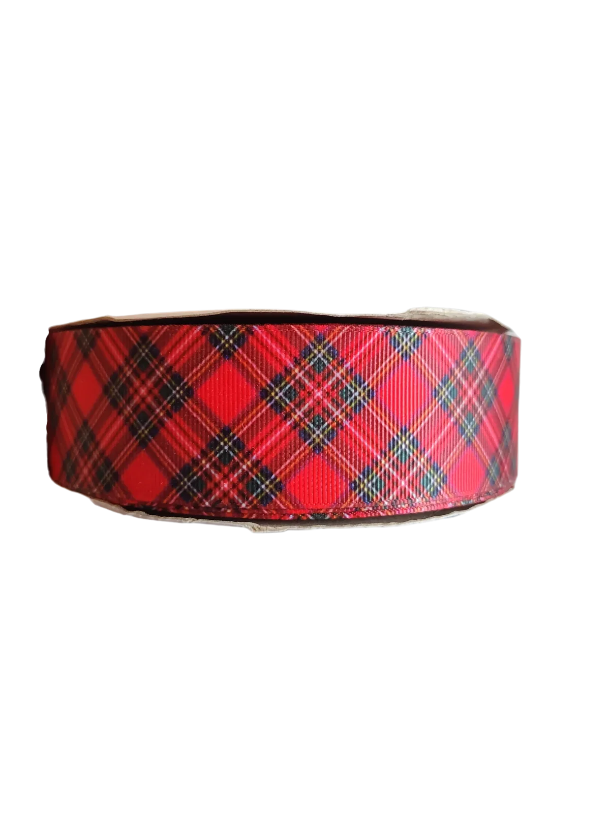 1.5" Wide Red and Black Tartan Plaid Nylon Dog Collar