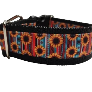 1.5" Wide Sunflower Stripes Nylon Dog Collar