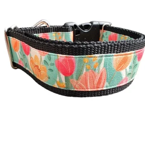1.5" Wide Tulips Nylon Dog Collar