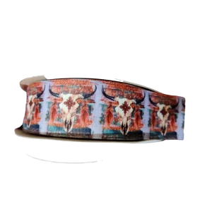 1.5" Wide Western Bull Skull Nylon Dog Collar