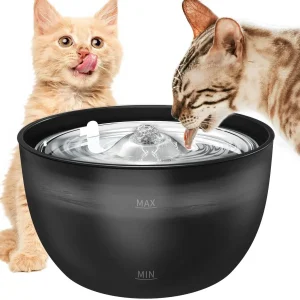 102 oz/3 L Cat Water Fountain Stainless Steel Tray Automatic Water Bowl Dispenser for Pets