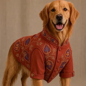 15 Furries Badhai Ho Bundi Kurta Set for Dogs (Red)