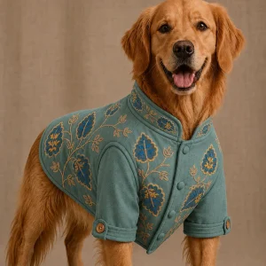 15 Furries Badhai Ho Bundi Kurta Set for Dogs (Turquoise)