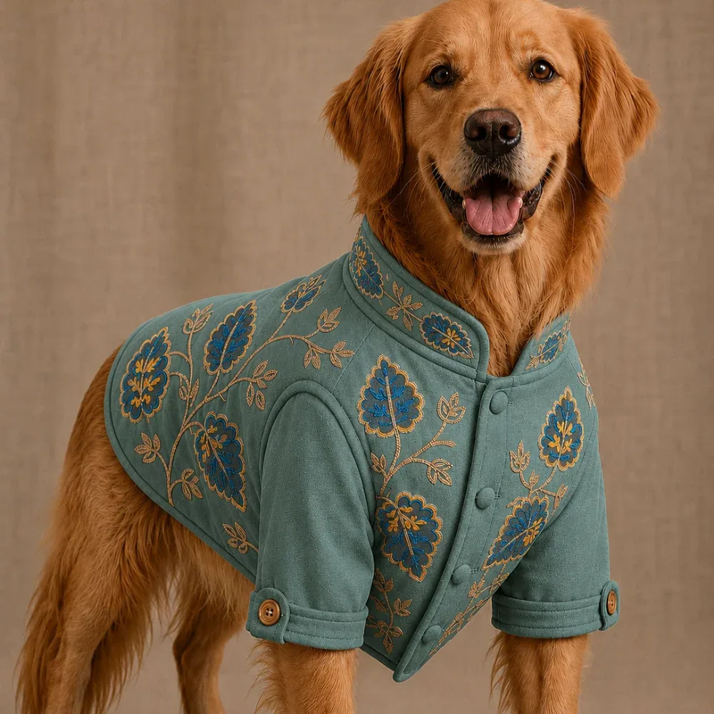 15 Furries Badhai Ho Bundi Kurta Set for Dogs (Turquoise)