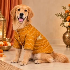 15 Furries Jashn Mustard Sherwani for Dogs (Yellow/Gold)