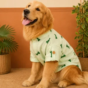 15 Furries Linen Bone Embroidered Kurta for Dogs (Mint Green)