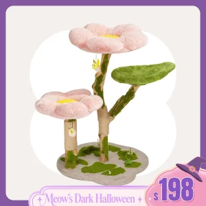 35.4" Blossom Wonder Solid Wood Cat Tree