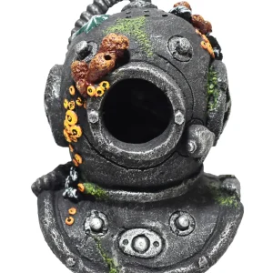 6.7" Diving Helmet W/Coral Resin Ornament - Map Price $25.29