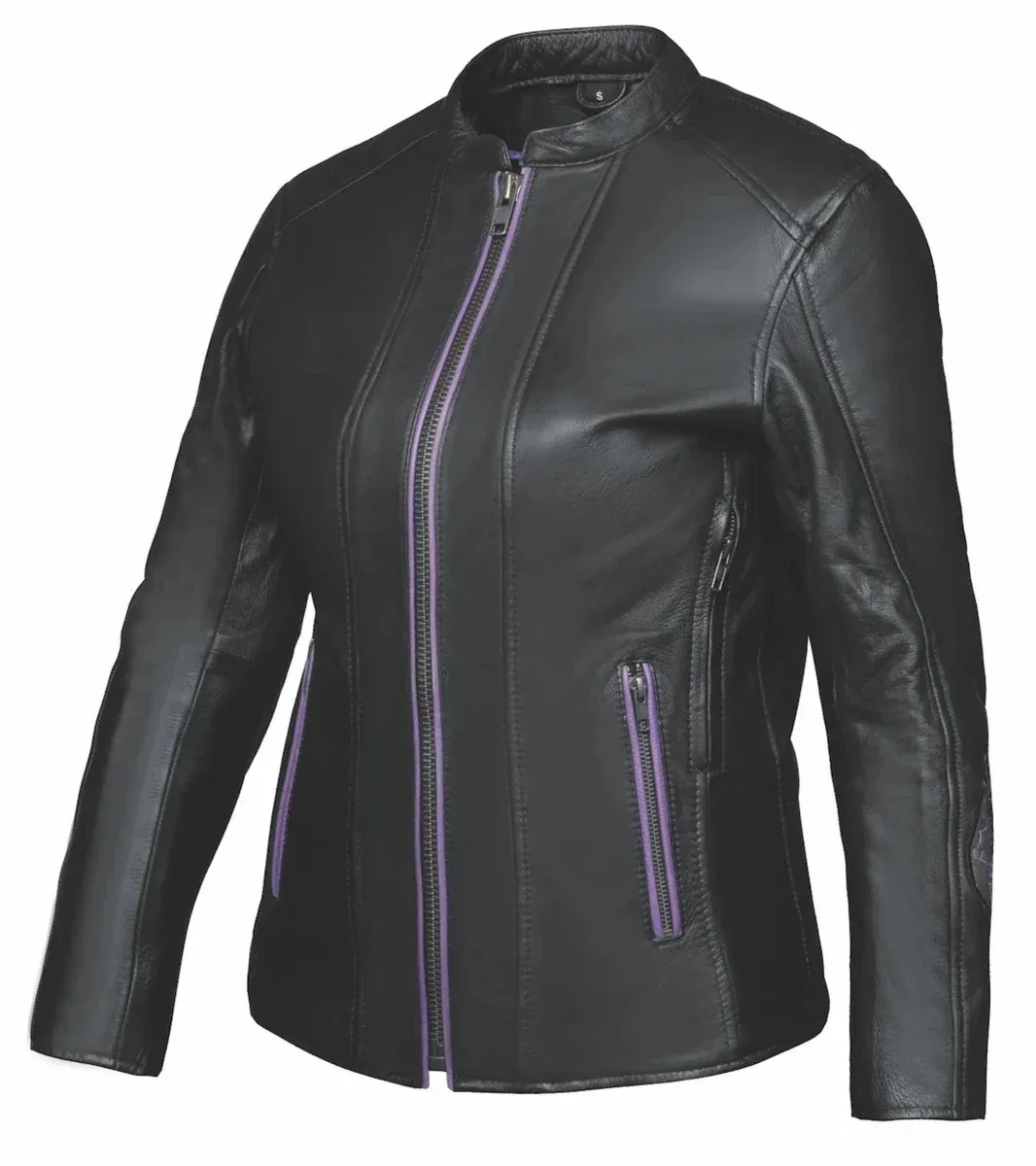 6954.17 - Ladies Purple Wing Leather Jacket - Image 2