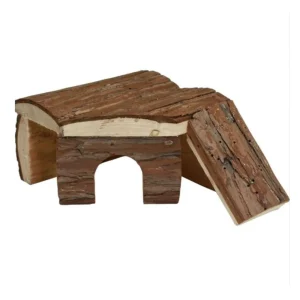 A E Cages Nibbles Log Cabin Small Animal Hut w-Ramp Brown, Small