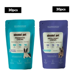 Absolut Pet Probiotics Gut & Hip and Joint Care Health Dog Supplements Combo