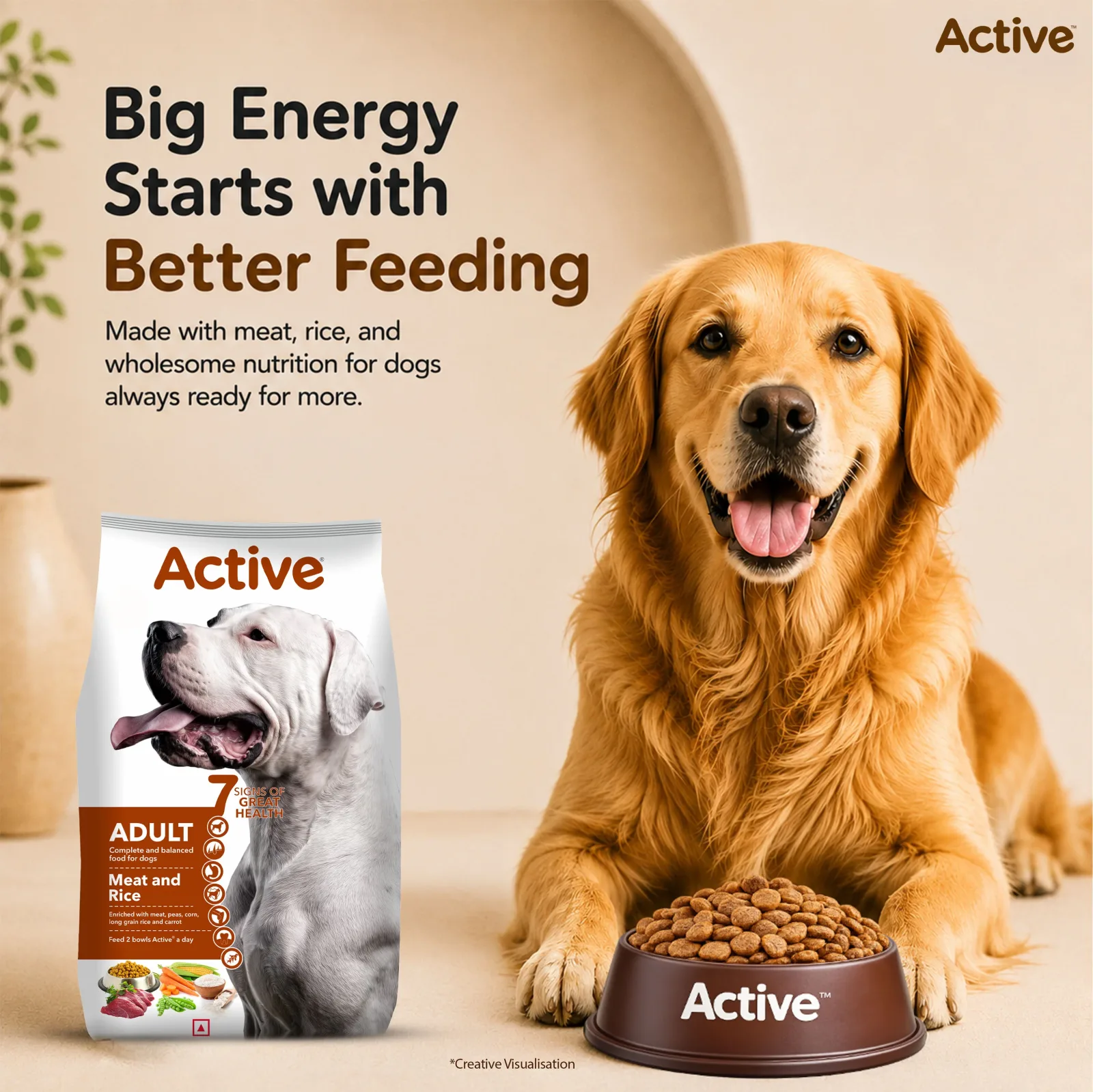 Active Meat and Rice Adult Dog Dry Food (Buy 1 Get 1) - Image 2