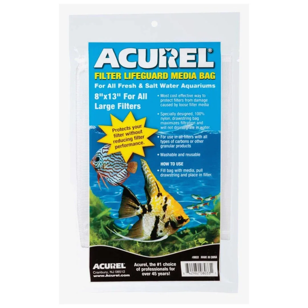 Acurel Aquarium Filter Lifeguard Media Bag, White, 8 in x 13 in