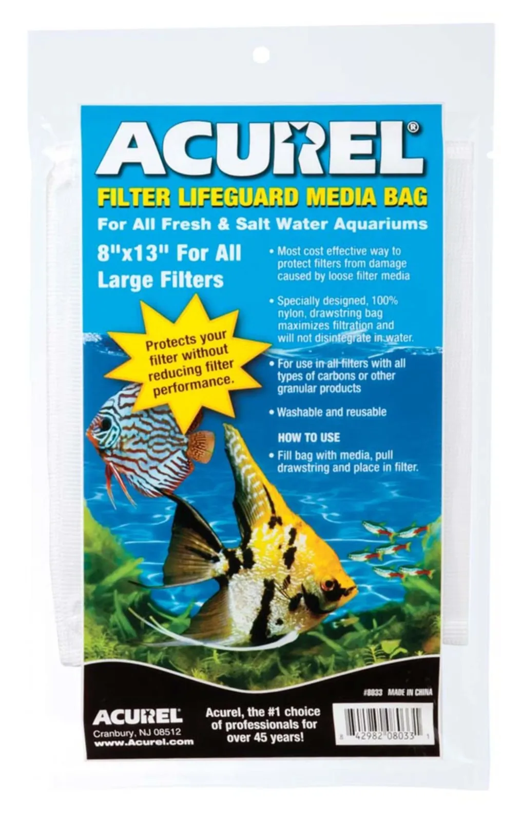 Acurel Aquarium Filter Lifeguard Media Bag, White, 8 in x 13 in - Image 2