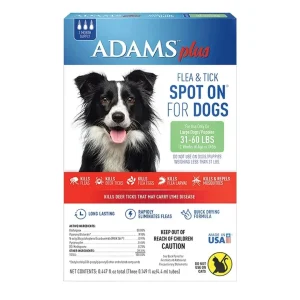 Adams Plus Flea Tick Prevention Spot On for Dogs 3 Month Supply, Clear, Large Dogs 31 To, 60 lb