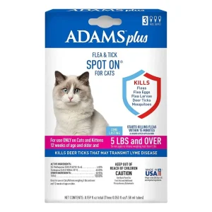 Adams Plus Flea Tick Spot On for Cats Over 5 lb