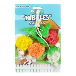 A&E Cages Nibbles Small Animal Loofah Chew Toy Bunch of Fruits