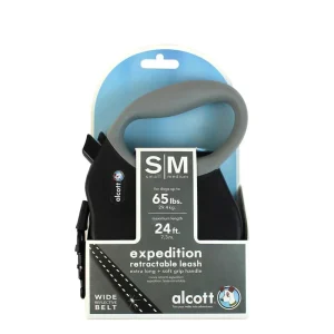 Alcott Expedition Retractable Belt Dog Leash - Black (Small/Medium, 24 ft)