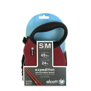Alcott Expedition Retractable Belt Dog Leash Red Small/Medium-24 ft