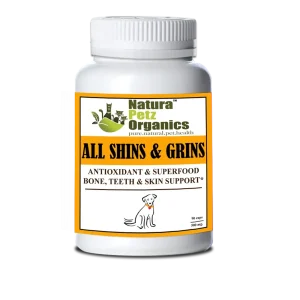All Shins & Grins Capsules - Antioxidant Super Dog Food Bone, Eye, Teeth & Skin Support Dog & Cat*