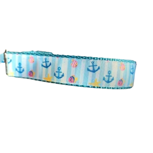 Anchors and Fish Nylon Dog Collar