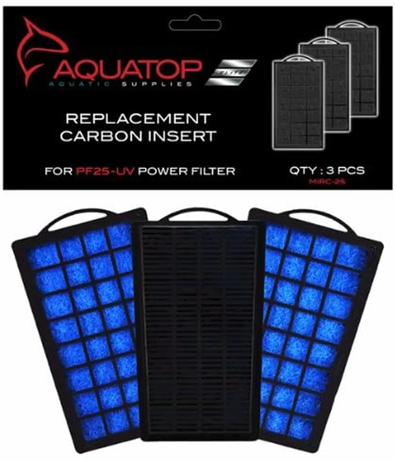 AquaTop Aquarium Carbon Cartridge for Hang on Power Filters For PF25-UV Power Aquarium Filter 3 ct