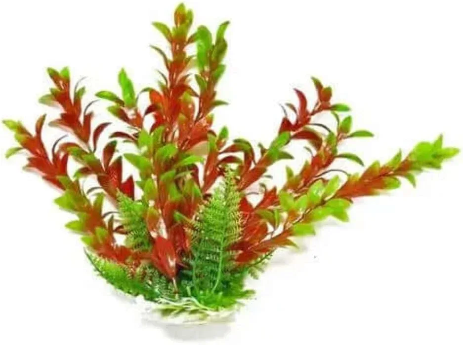 AquaTop Hygro Aquarium Plant with Weighted Base, Green, Red, 16 in