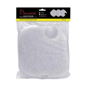 AquaTop Replacement Aquarium Filter Sponge for CF Series Filters For CF500UV, White, 3 ct
