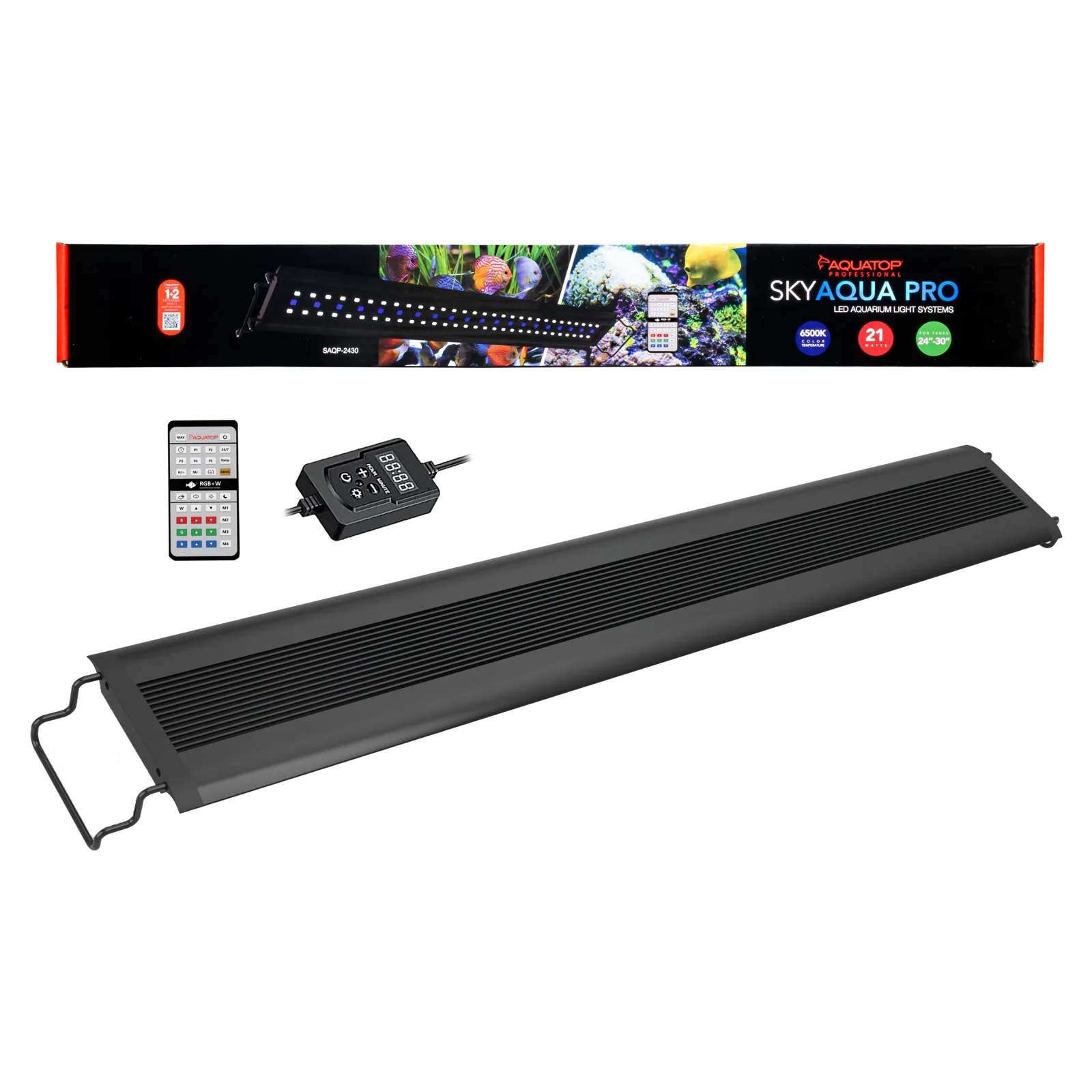Aquatop SkyAqua Pro LED Light Fixture with IR Remote 6500K 21 W, 24-30 in