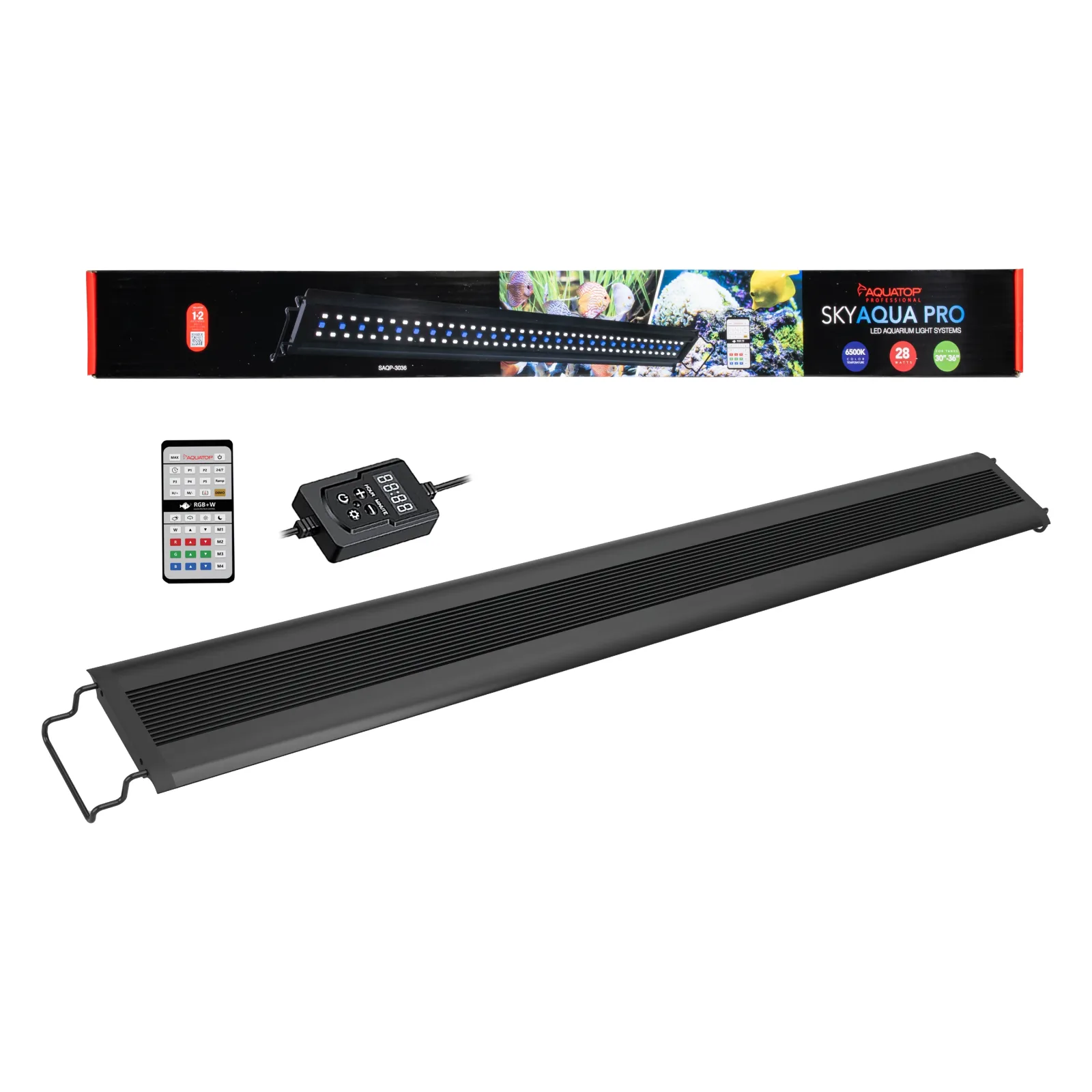 Aquatop SkyAqua Pro LED Light Fixture with IR Remote 6500K 28 W, 30-36 in