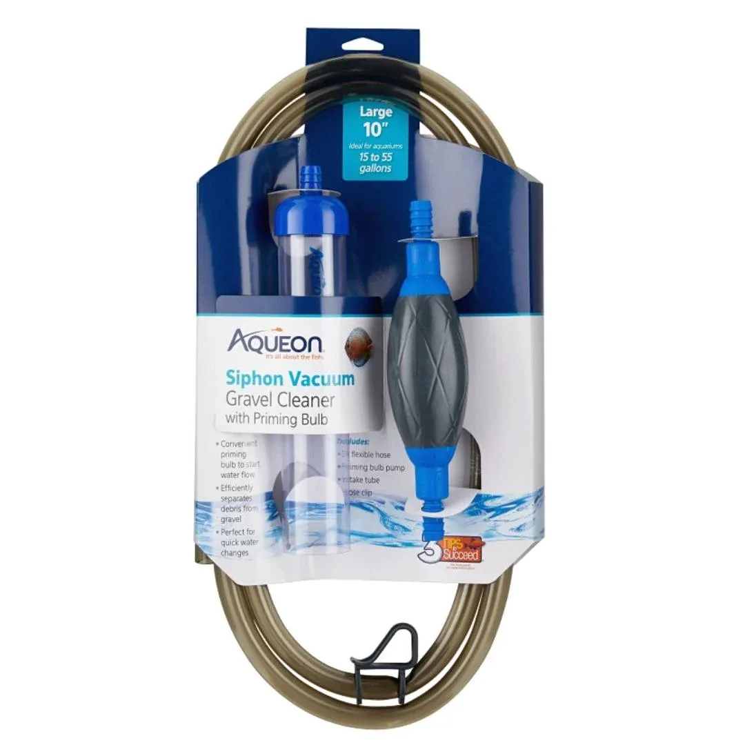 Aqueon Aquarium Siphon Vacuum Aquarium Gravel Cleaner With Bulb Large - 10 in